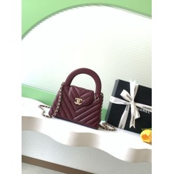 Replica Borsa a mano Kelly Chanel AS4416 con trapuntatura a chevron bordeaux Imitazione fallate Outlet