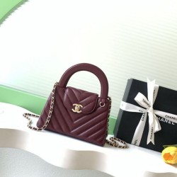 Replica Borsa a mano Kelly Chanel AS4416 con trapuntatura a chevron bordeaux Imitazione fallate Outlet