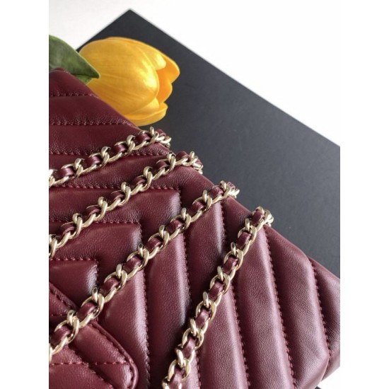 Replica Borsa a mano Kelly Chanel AS4416 con trapuntatura a chevron bordeaux Imitazione fallate Outlet