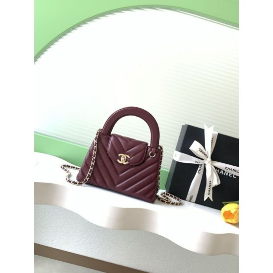 Replica Borsa a mano Kelly Chanel AS4416 con trapuntatura a chevron bordeaux Imitazione fallate Outlet