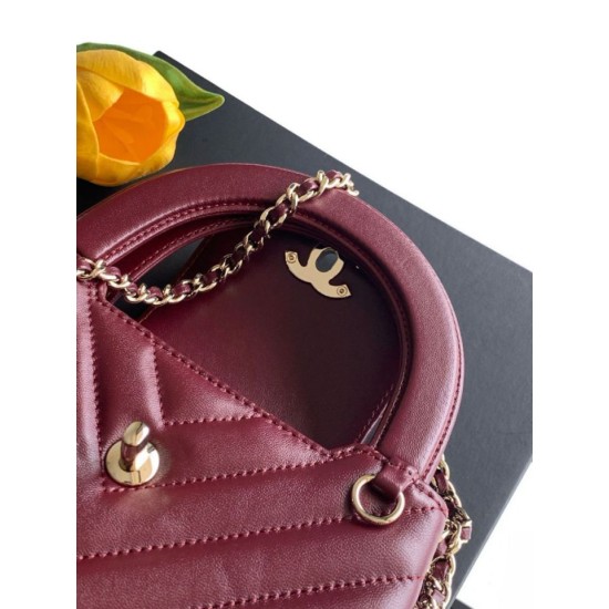 Replica Borsa a mano Kelly Chanel AS4416 con trapuntatura a chevron bordeaux Imitazione fallate Outlet