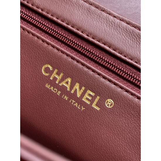 Replica Borsa a mano Kelly Chanel AS4416 con trapuntatura a chevron bordeaux Imitazione fallate Outlet