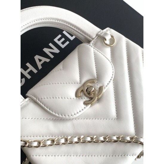 Replica Borsa a mano Kelly Chanel AS4416 con trapuntatura a chevron bianco Imitazione fallate Outlet