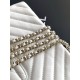 Replica Borsa a mano Kelly Chanel AS4416 con trapuntatura a chevron bianco Imitazione fallate Outlet