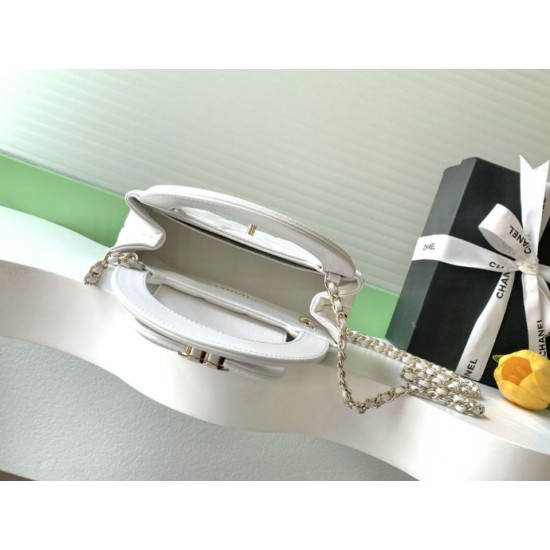 Replica Borsa a mano Kelly Chanel AS4416 con trapuntatura a chevron bianco Imitazione fallate Outlet