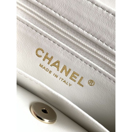 Replica Borsa a mano Kelly Chanel AS4416 con trapuntatura a chevron bianco Imitazione fallate Outlet