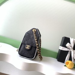 Replica Mini borsa Chanel 26P trapuntata in rafia intrecciata AS5631 Nero Imitazione fallate Outlet