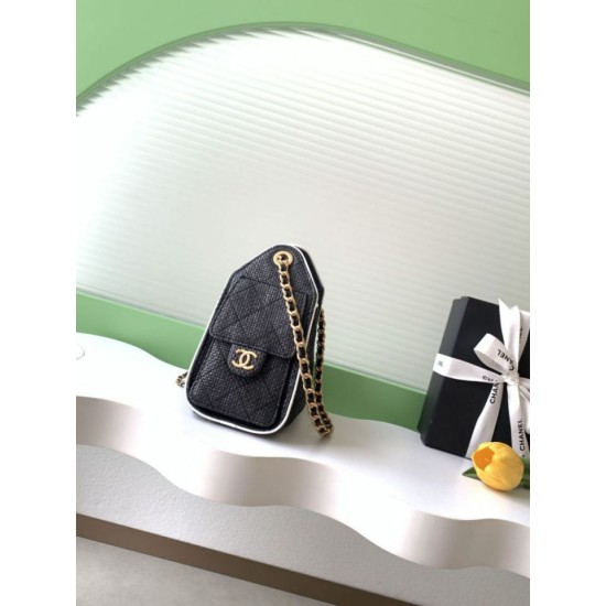 Replica Mini borsa Chanel 26P trapuntata in rafia intrecciata AS5631 Nero Imitazione fallate Outlet