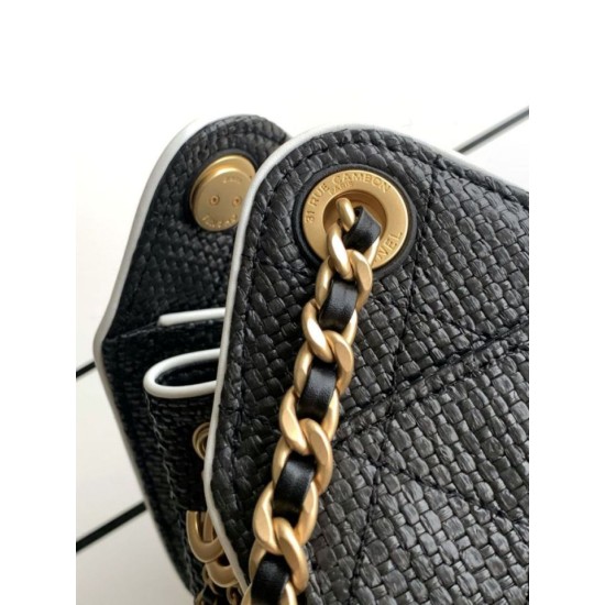 Replica Mini borsa Chanel 26P trapuntata in rafia intrecciata AS5631 Nero Imitazione fallate Outlet