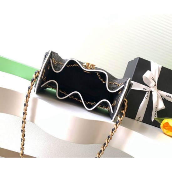 Replica Mini borsa Chanel 26P trapuntata in rafia intrecciata AS5631 Nero Imitazione fallate Outlet