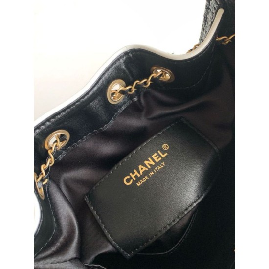 Replica Mini borsa Chanel 26P trapuntata in rafia intrecciata AS5631 Nero Imitazione fallate Outlet
