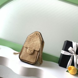 Replica Mini borsa Chanel 26P trapuntata in rafia intrecciata AS5631 marrone Imitazione fallate Outlet