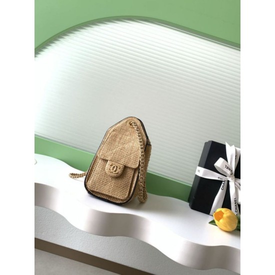 Replica Mini borsa Chanel 26P trapuntata in rafia intrecciata AS5631 marrone Imitazione fallate Outlet