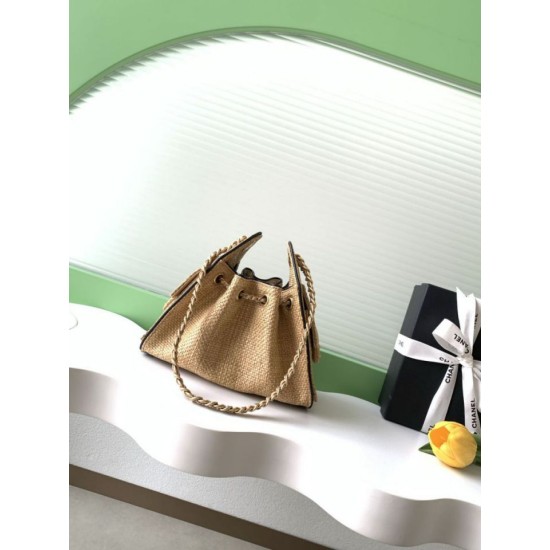 Replica Mini borsa Chanel 26P trapuntata in rafia intrecciata AS5631 marrone Imitazione fallate Outlet