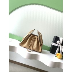 Replica Mini borsa Chanel 26P trapuntata in rafia intrecciata AS5631 marrone Imitazione fallate Outlet