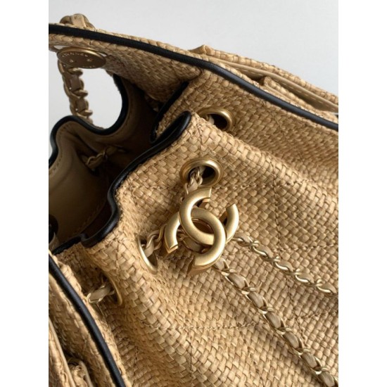 Replica Mini borsa Chanel 26P trapuntata in rafia intrecciata AS5631 marrone Imitazione fallate Outlet