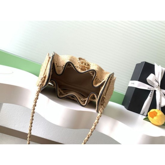 Replica Mini borsa Chanel 26P trapuntata in rafia intrecciata AS5631 marrone Imitazione fallate Outlet