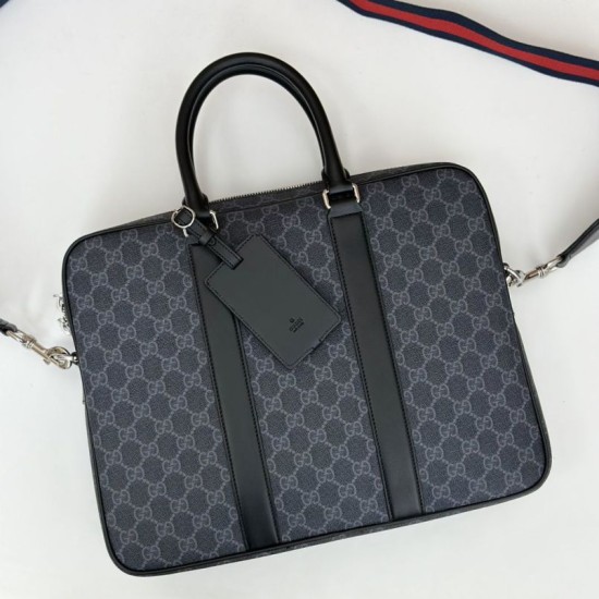 Replica Borsa da lavoro media da uomo Gucci GG 792077 nera Imitazione fallate Outlet