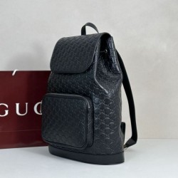 Replica Zaino medio da uomo Gucci con emblema GG 854750 Nero Imitazione fallate Outlet