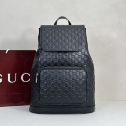 Replica Zaino medio da uomo Gucci con emblema GG 854750 Nero Imitazione fallate Outlet