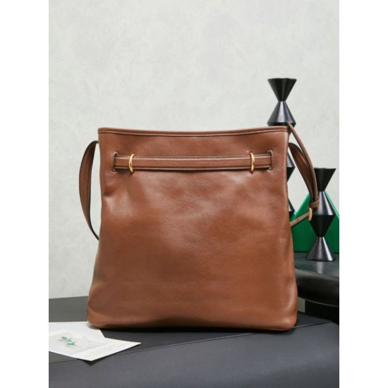 Replica Borsa a secchiello a tracolla Miu Miu Aventure nappa 5BE101 Marrone Imitazione fallate Outlet