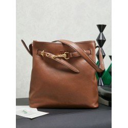 Replica Borsa a secchiello a tracolla Miu Miu Aventure nappa 5BE101 Marrone Imitazione fallate Outlet