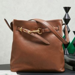 Replica Borsa a secchiello a tracolla Miu Miu Aventure nappa 5BE101 Marrone Imitazione fallate Outlet
