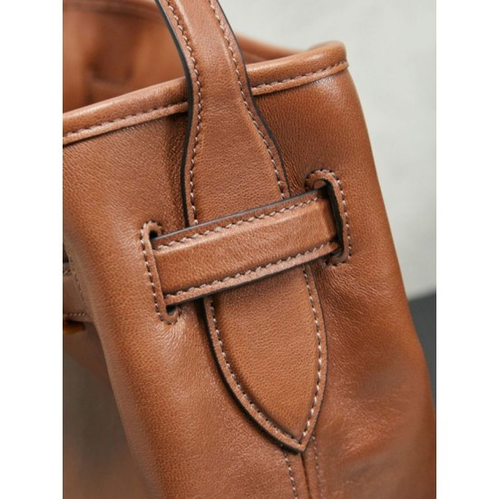 Replica Borsa a secchiello a tracolla Miu Miu Aventure nappa 5BE101 Marrone Imitazione fallate Outlet