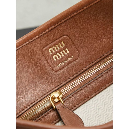Replica Borsa a secchiello a tracolla Miu Miu Aventure nappa 5BE101 Marrone Imitazione fallate Outlet