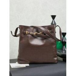 Replica Borsa a secchiello a tracolla Miu Miu Aventure nappa 5BE101 Caffè Imitazione fallate Outlet