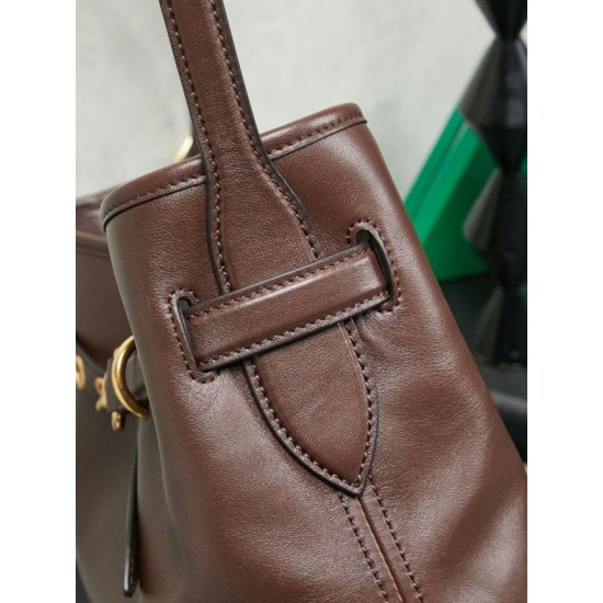 Replica Borsa a secchiello a tracolla Miu Miu Aventure nappa 5BE101 Caffè Imitazione fallate Outlet