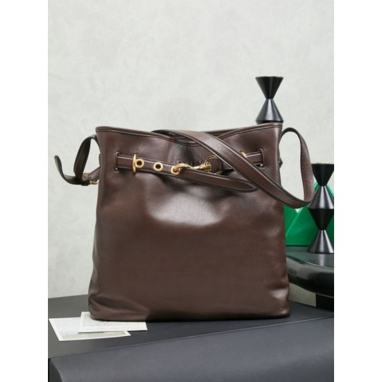 Replica Borsa a secchiello a tracolla Miu Miu Aventure nappa 5BE101 Caffè Imitazione fallate Outlet