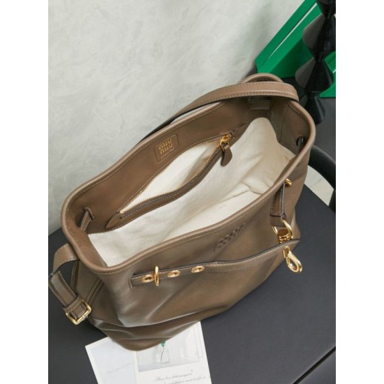 Replica Borsa a secchiello a tracolla Miu Miu Aventure nappa 5BE101 Radica Imitazione fallate Outlet
