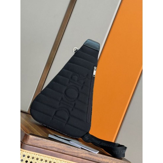 Replica Borsa a tracolla Dior Trek con cerniera Dior Oblique nylon nero Imitazione fallate Outlet