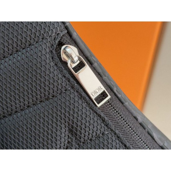 Replica Borsa a tracolla Dior Trek con cerniera Dior Oblique nylon nero Imitazione fallate Outlet