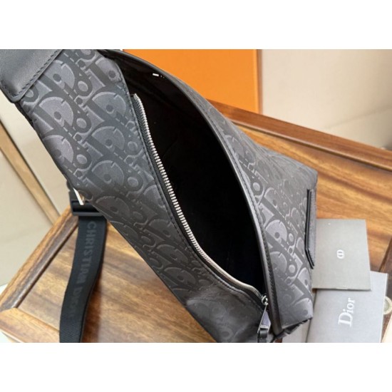 Replica Borsa a tracolla Dior Trek con cerniera Dior Oblique nylon nero Imitazione fallate Outlet