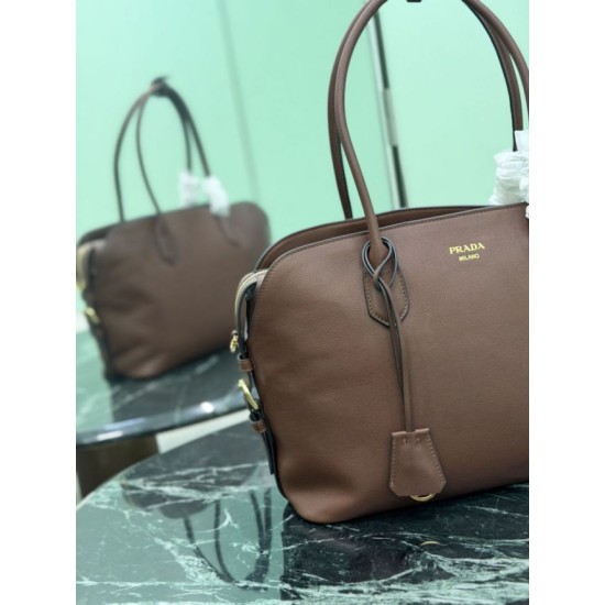 Replica Borsa tote grande Prada 1BG600 Marrone Imitazione fallate Outlet