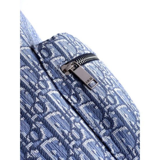 Replica Zaino Dior Rider tela jacquard Oblique Dior blu Imitazione fallate Outlet