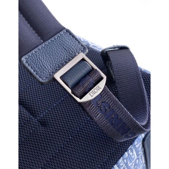 Replica Zaino Dior Rider tela jacquard Oblique Dior blu Imitazione fallate Outlet