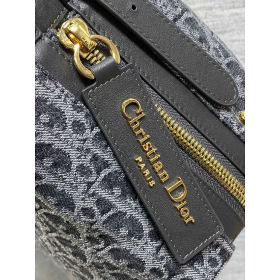 Replica Borsa Dior Medio D-Journey denim jacquard con motivo obliquo Blu Imitazione fallate Outlet