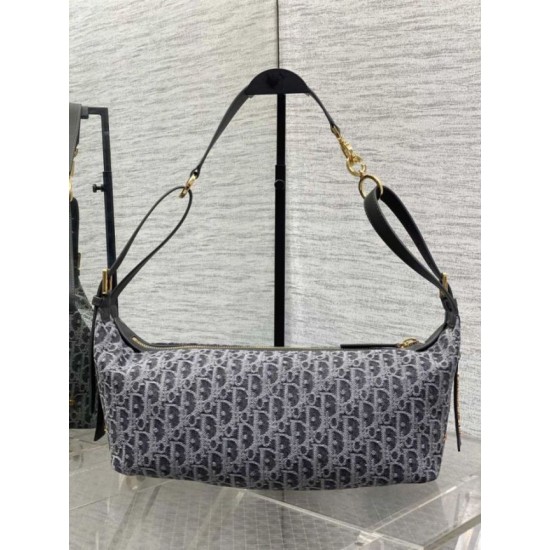 Replica Borsa Dior Medio D-Journey denim jacquard con motivo obliquo Blu Imitazione fallate Outlet