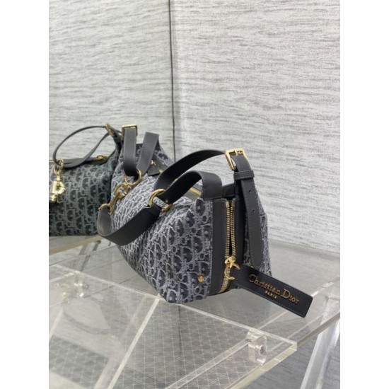 Replica Borsa Dior Medio D-Journey denim jacquard con motivo obliquo Blu Imitazione fallate Outlet