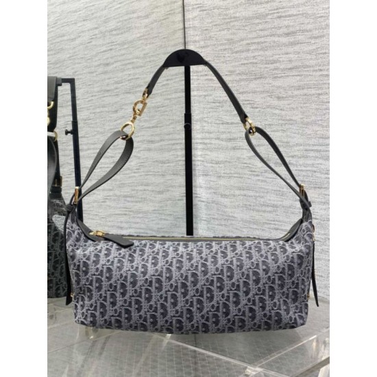Replica Borsa Dior Medio D-Journey denim jacquard con motivo obliquo Blu Imitazione fallate Outlet