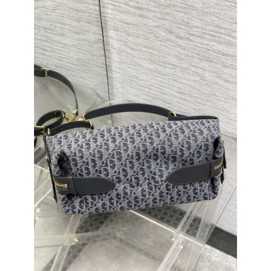 Replica Borsa Dior Medio D-Journey denim jacquard con motivo obliquo Blu Imitazione fallate Outlet