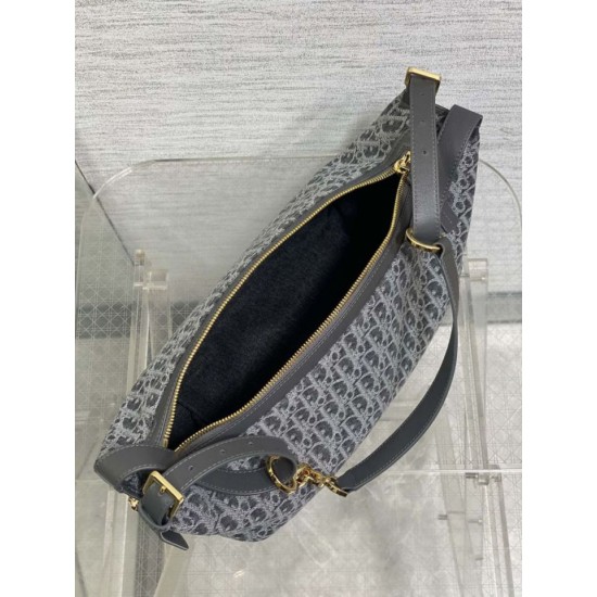 Replica Borsa Dior Medio D-Journey denim jacquard con motivo obliquo Blu Imitazione fallate Outlet