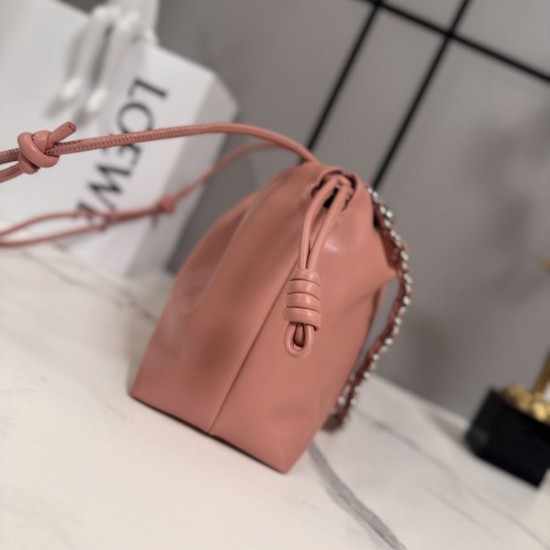 Replica Borsa a mano media Loewe Flamenco Rosa Imitazione fallate Outlet