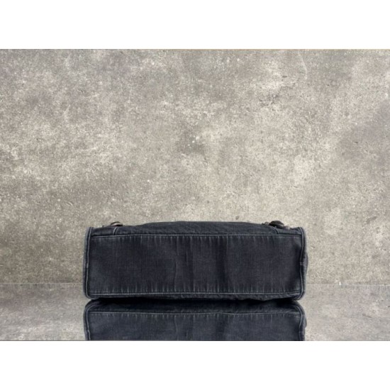 Replica Borsa Balenciaga Le City in denim lavato nero Imitazione fallate Outlet