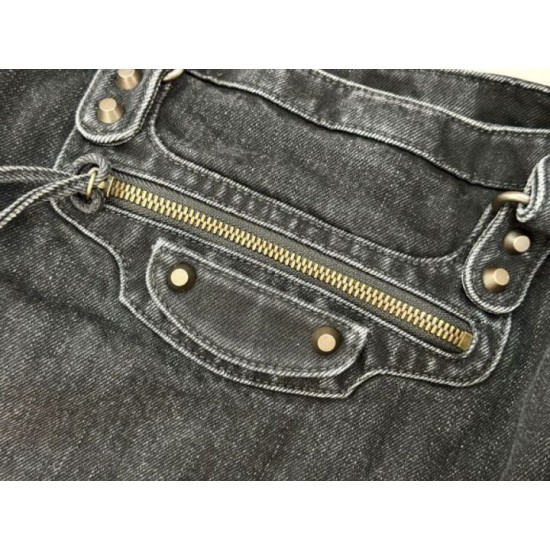 Replica Borsa Balenciaga Le City in denim lavato nero Imitazione fallate Outlet