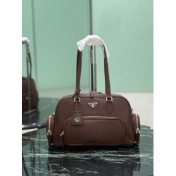 Replica Borsa Prada media con manico superiore marrone Imitazione fallate Outlet