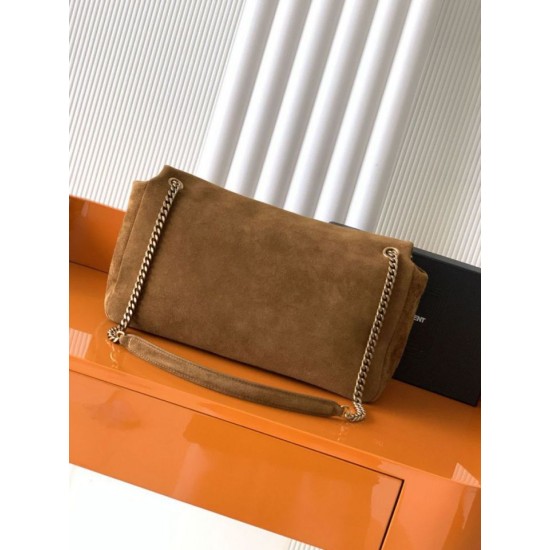Replica Borsa a tracolla grande YSL Saint Laurent Calypso scamosciata marrone Imitazione fallate Outlet